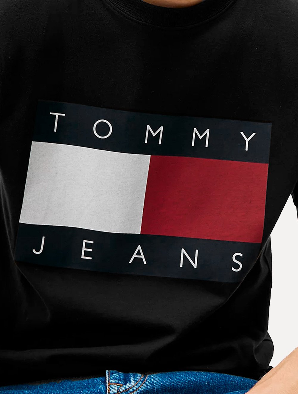 Camiseta Tommy Hilfiger Masculina Regular Big Flag Preta