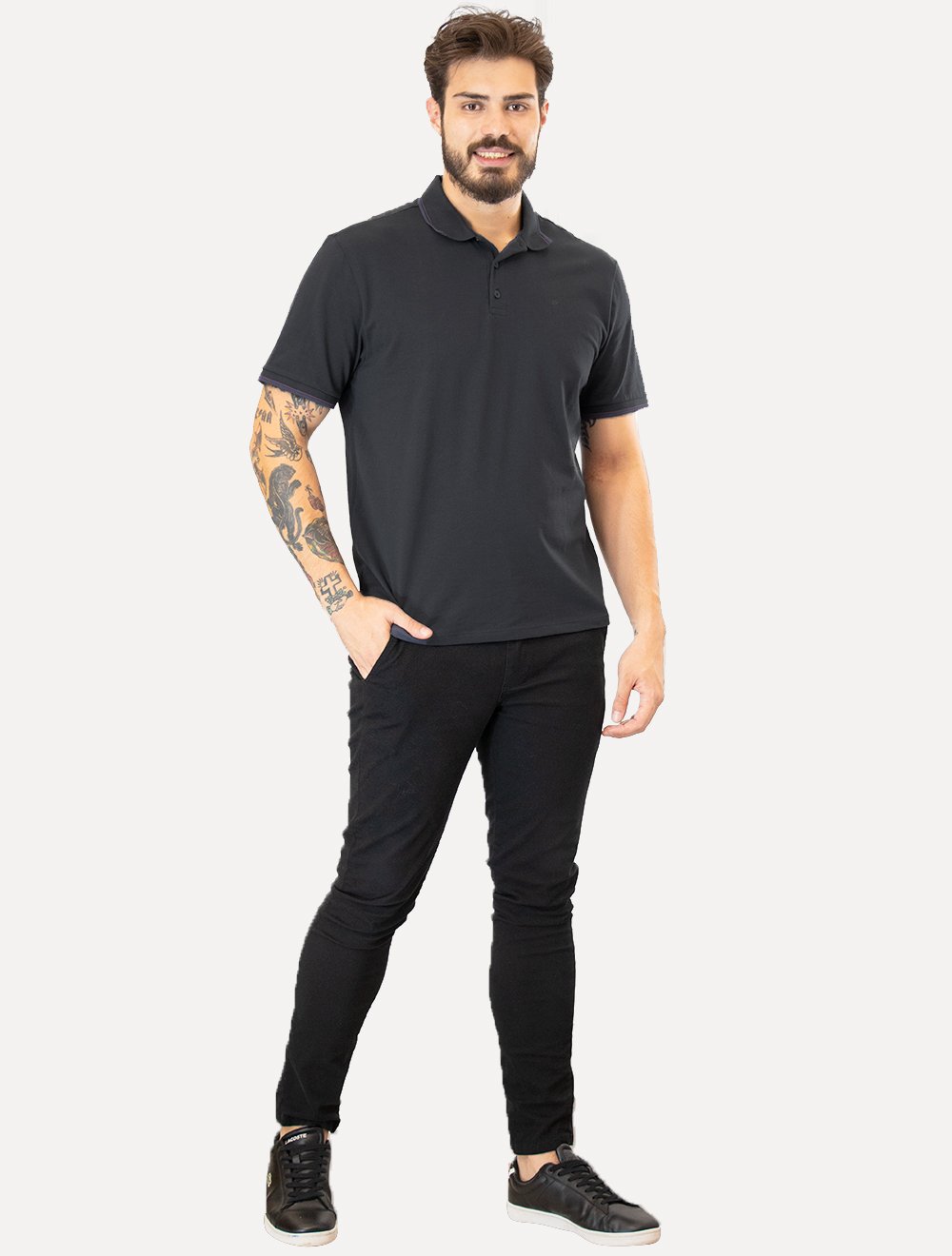 Polo Ellus Masculina Piquet Classic Easa Friso Midnight Blue Azul Marinho