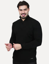 Suéter Dixen Masculina Tricot Manga Longa com Ziper Frontal Preta