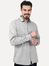 Camisa Dudalina Masculina Comfort Superfine Cotton Melange Cinza Medio