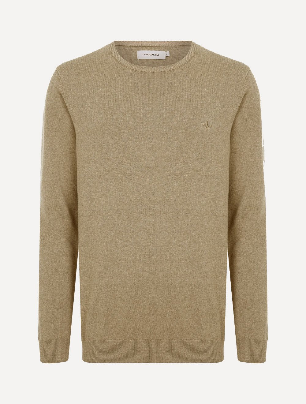 Suéter Dudalina Masculino Tricot Crewneck Melange Cotton Cáqui