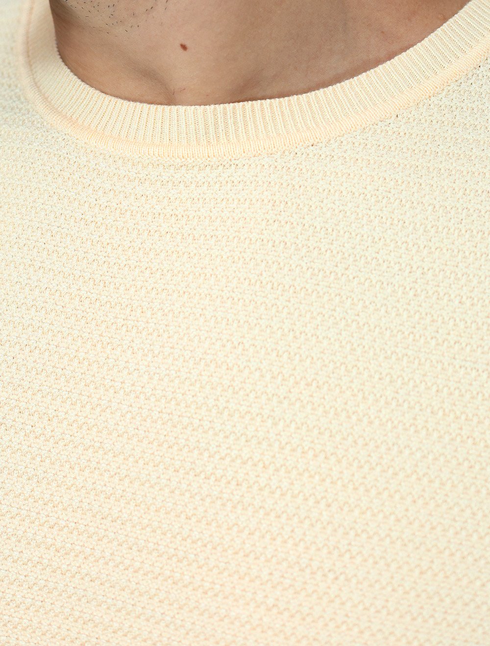 Tricô Dixen Manga Curta Gola Careca Creme