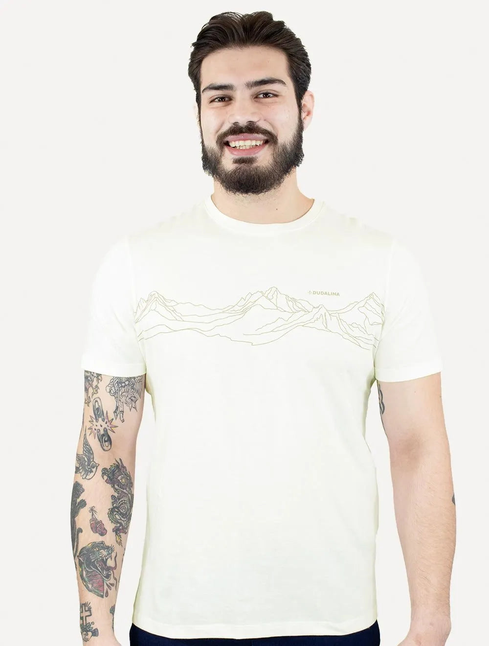 Camiseta Dudalina Masculina Frontal Mountain Off-White
