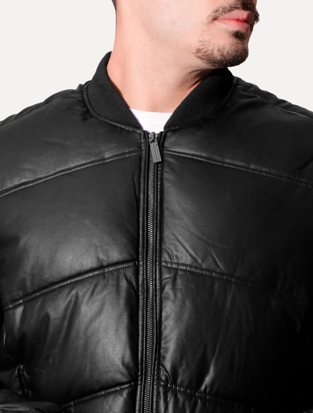 Jaqueta Victory Eagle Masculina PU Leather Bomber Preta