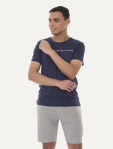 Pijama Tommy Hilfiger Masculino Manga Curta Short Essentials Set Marinho/Cinza