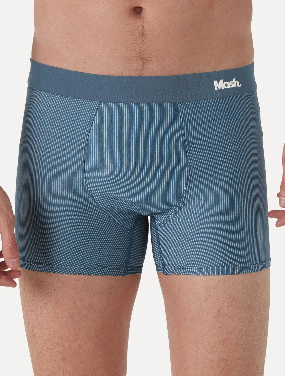 Cueca Mash Boxer Microfibra Risca de Giz Azul
