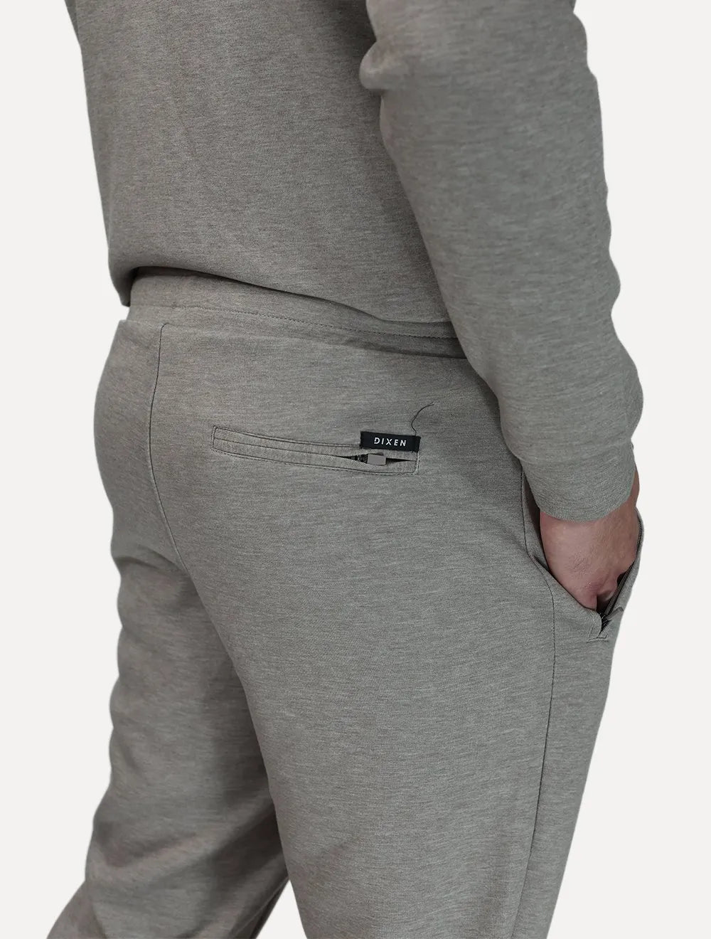 Conjunto Dixen Agasalho com Zíper Frontal Bolso Canguru Cinza Escuro