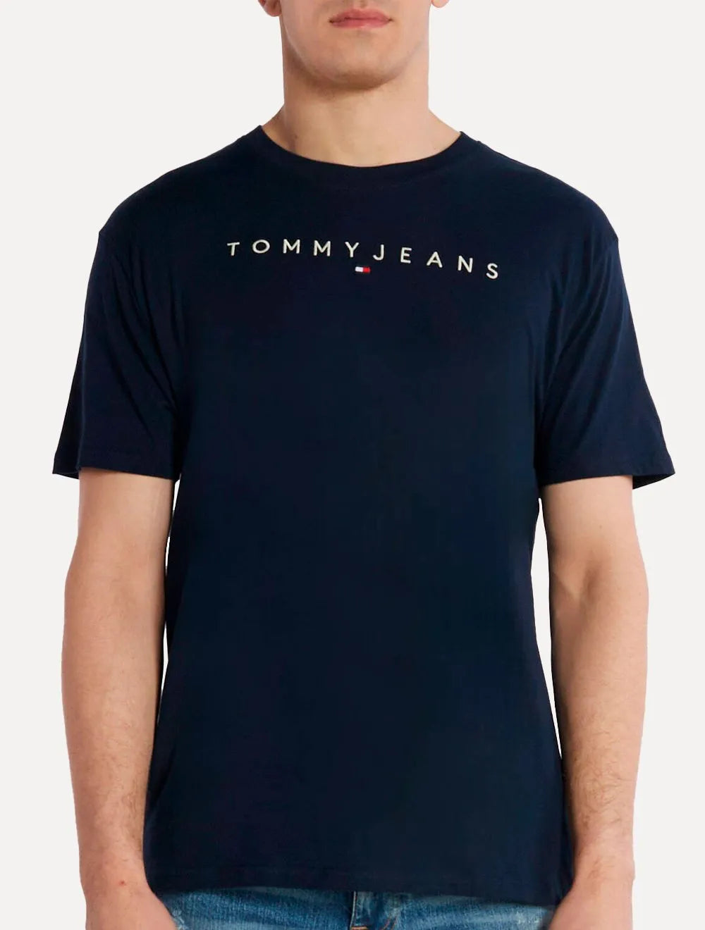 Camiseta Tommy Jeans Masculina Core Linear Logo Tee Azul Marinho