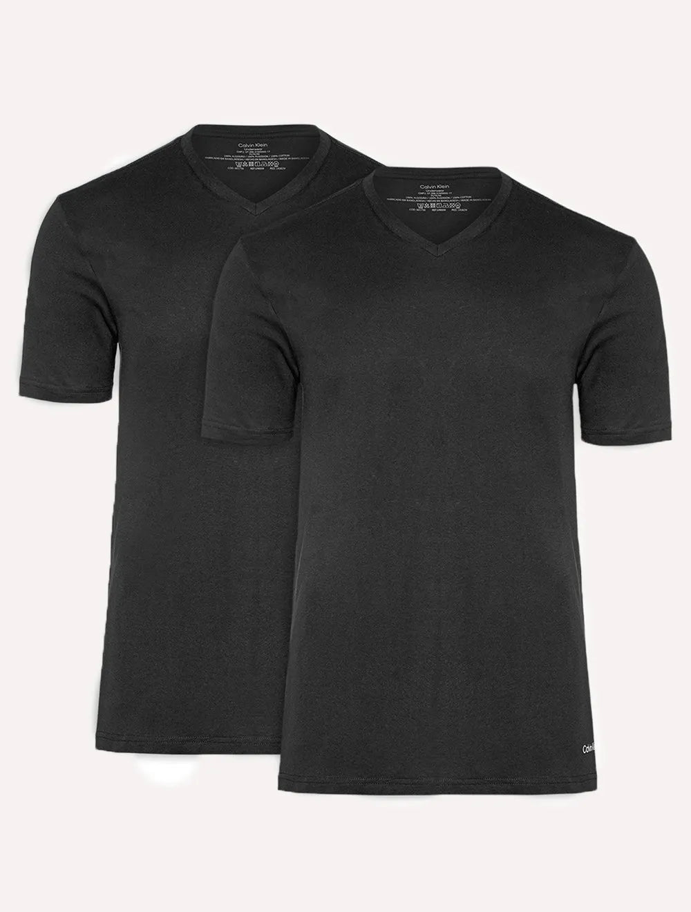 Camisetas Calvin Klein Underwear Masculinas V-Neck Pretas Pack 2UN