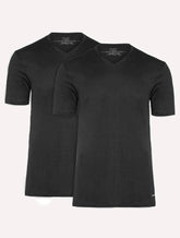 Camisetas Calvin Klein Underwear Masculinas V-Neck Pretas Pack 2UN