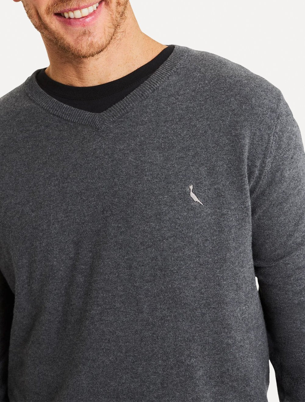 Suéter Reserva Masculino Tricot Basico Gola-V Cinza Mescla Escuro