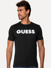 Camiseta Guess Masculina Silk Rubber Logo Preta