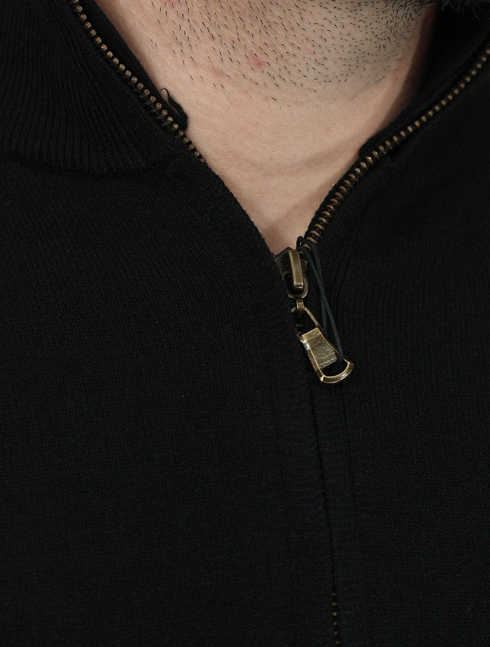Suéter Dixen Masculina Tricot Manga Longa com Ziper Frontal Preta