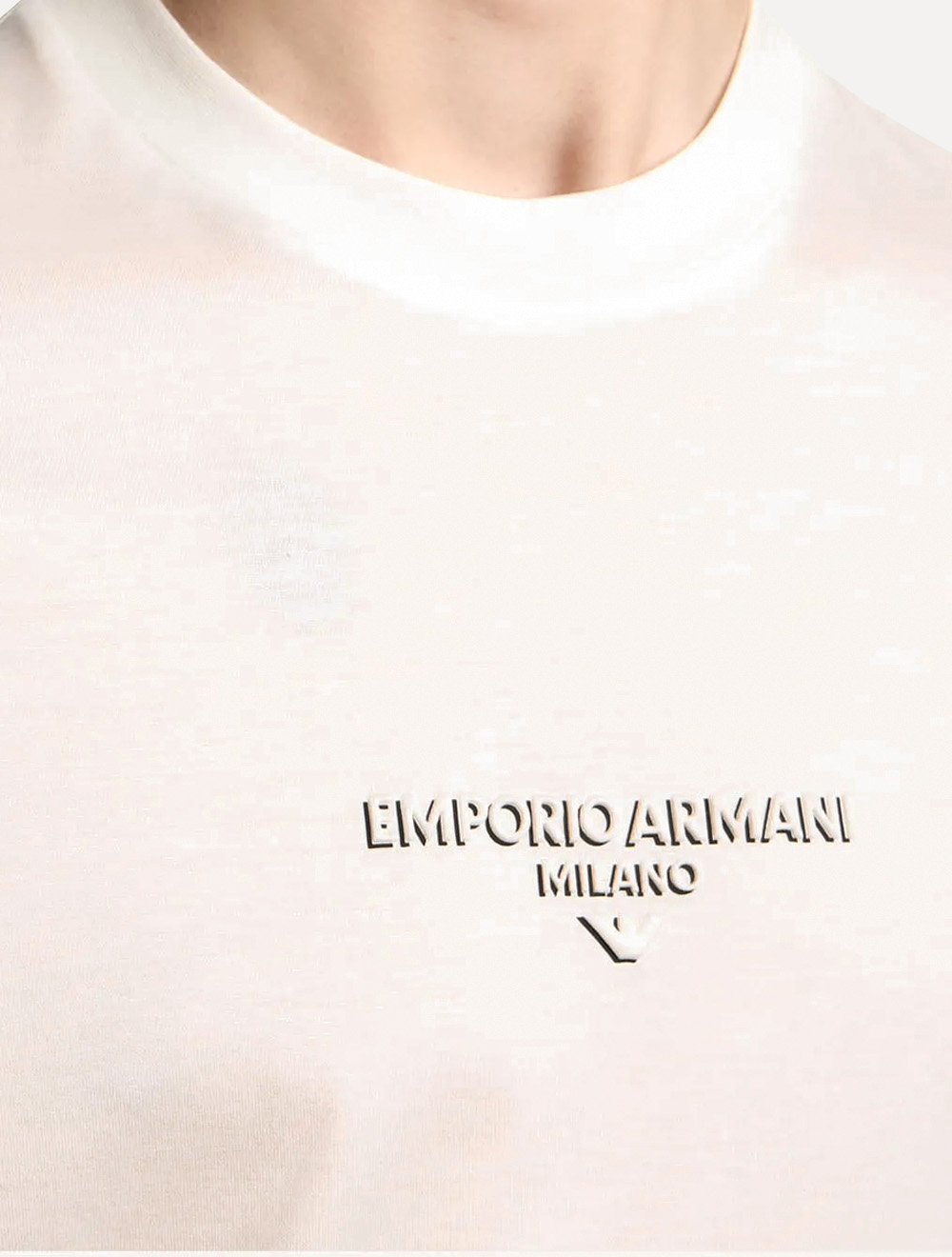 Camiseta Empório Armani Masculina Jersey Logo Chest Off-White