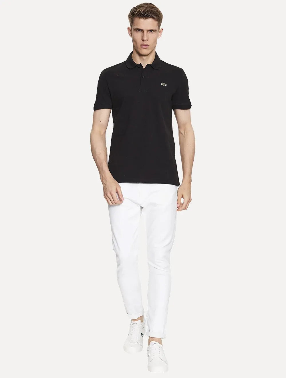 Polo Lacoste Masculina Regular Piquet Signature Sash Preta