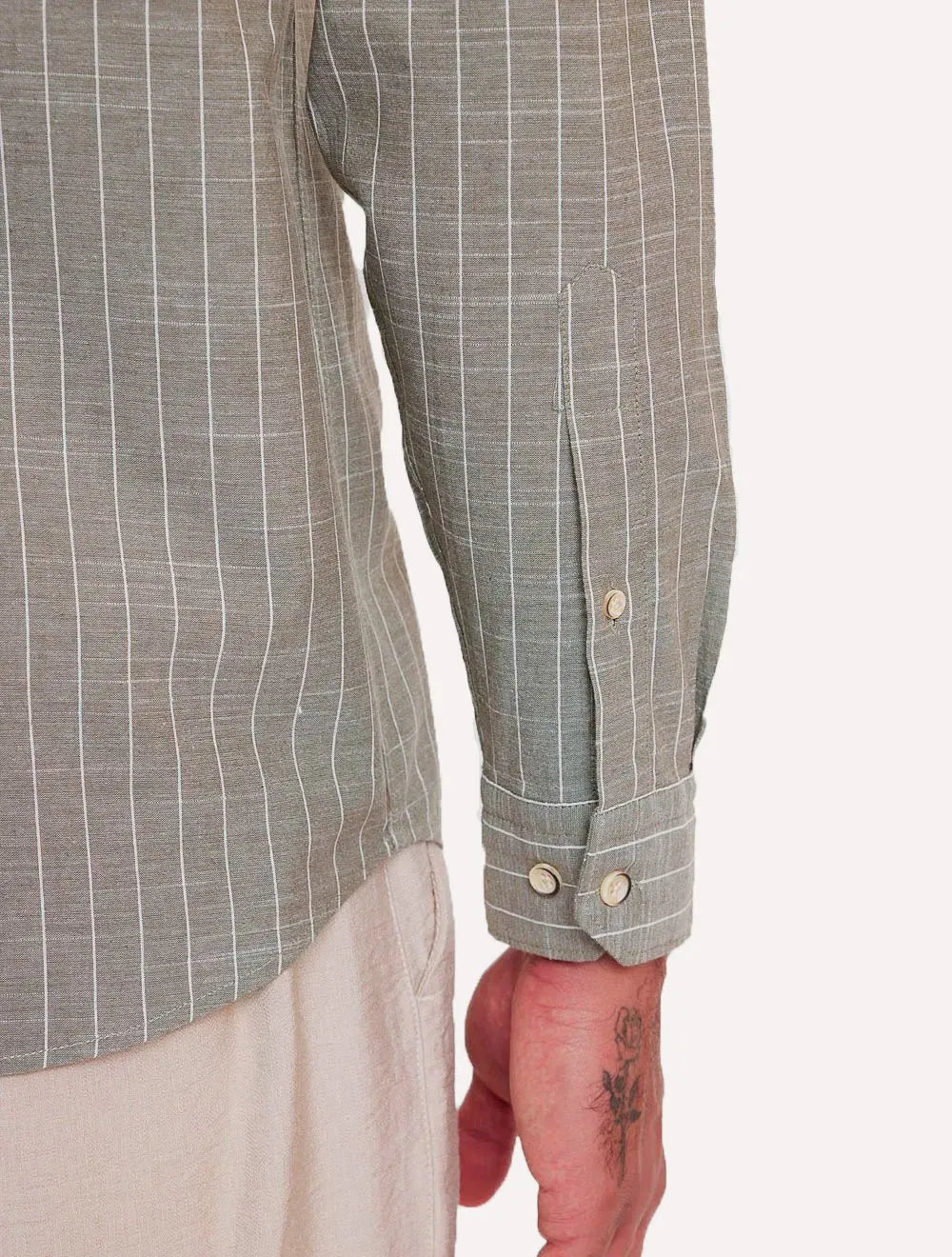 Camisa Aramis Masculina Regular Gola Padre Listras Verde