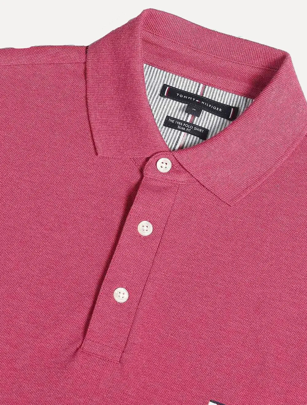 Polo Tommy Hilfiger Masculina Slim Piquet 1985 Rosa Mescla