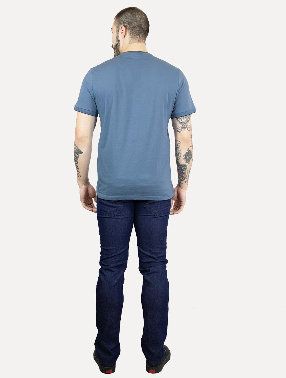Camiseta Aramis Masculina Navy Friso Gola Azul Médio
