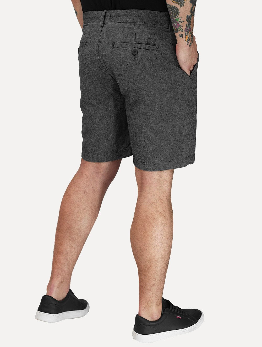 Bermuda Calvin Klein Jeans Masculina Botão 5 Pockets Cinza Mescla