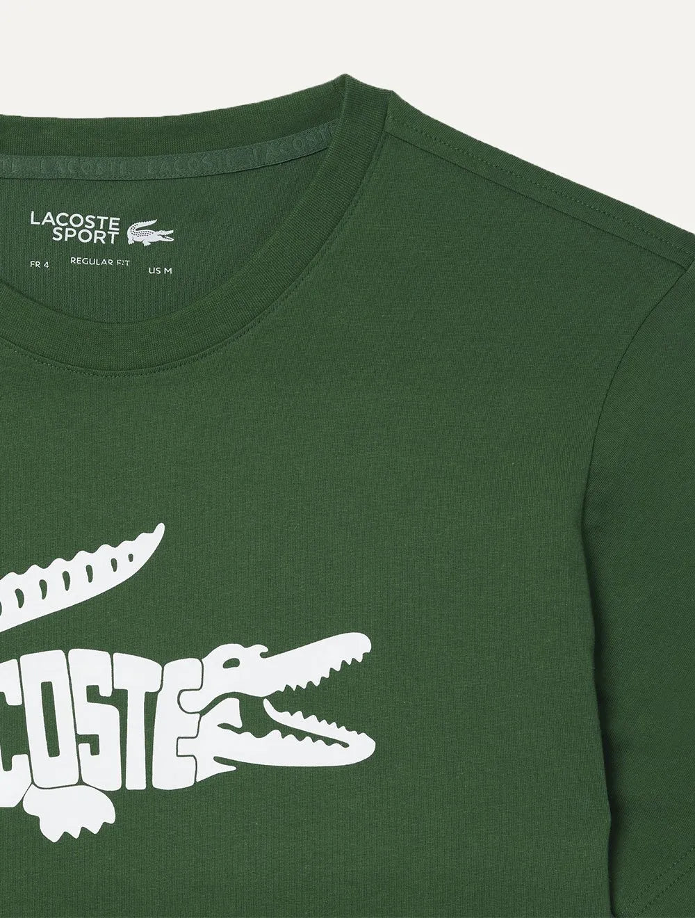 Camiseta Lacoste Masculina Regular Sport Dry Print Logo Verde Escuro