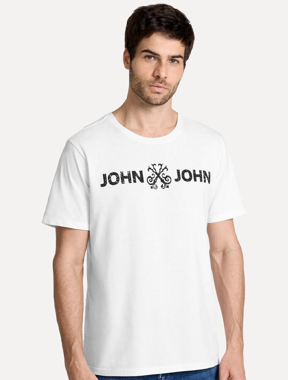 Camiseta John John Masculina JJ Basic Logo Rusty Branca