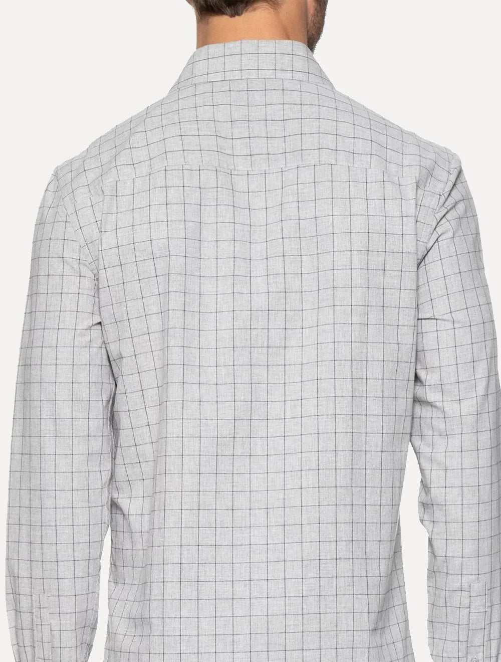 Camisa Calvin Klein Masculina Slim Heather Plaid Xadrez Cinza Mescla