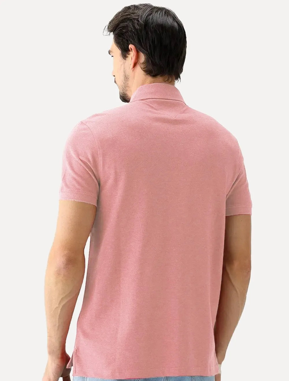 Polo Tommy Hilfiger Masculina Regular Piquet 1985 Rosa Claro Mescla