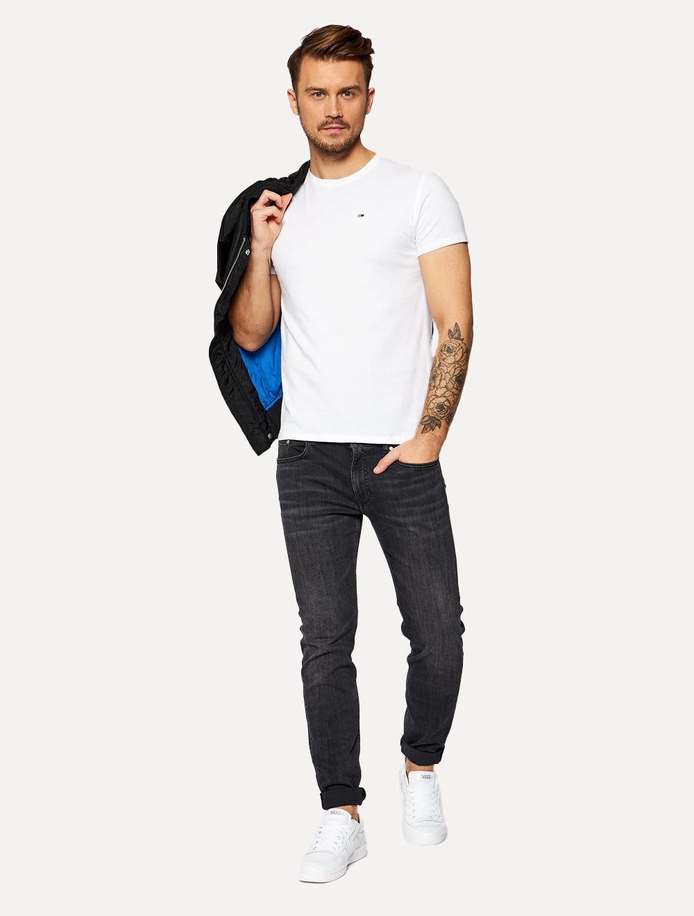 Camiseta Tommy Jeans Masculina Slim C-Neck Flag Branca