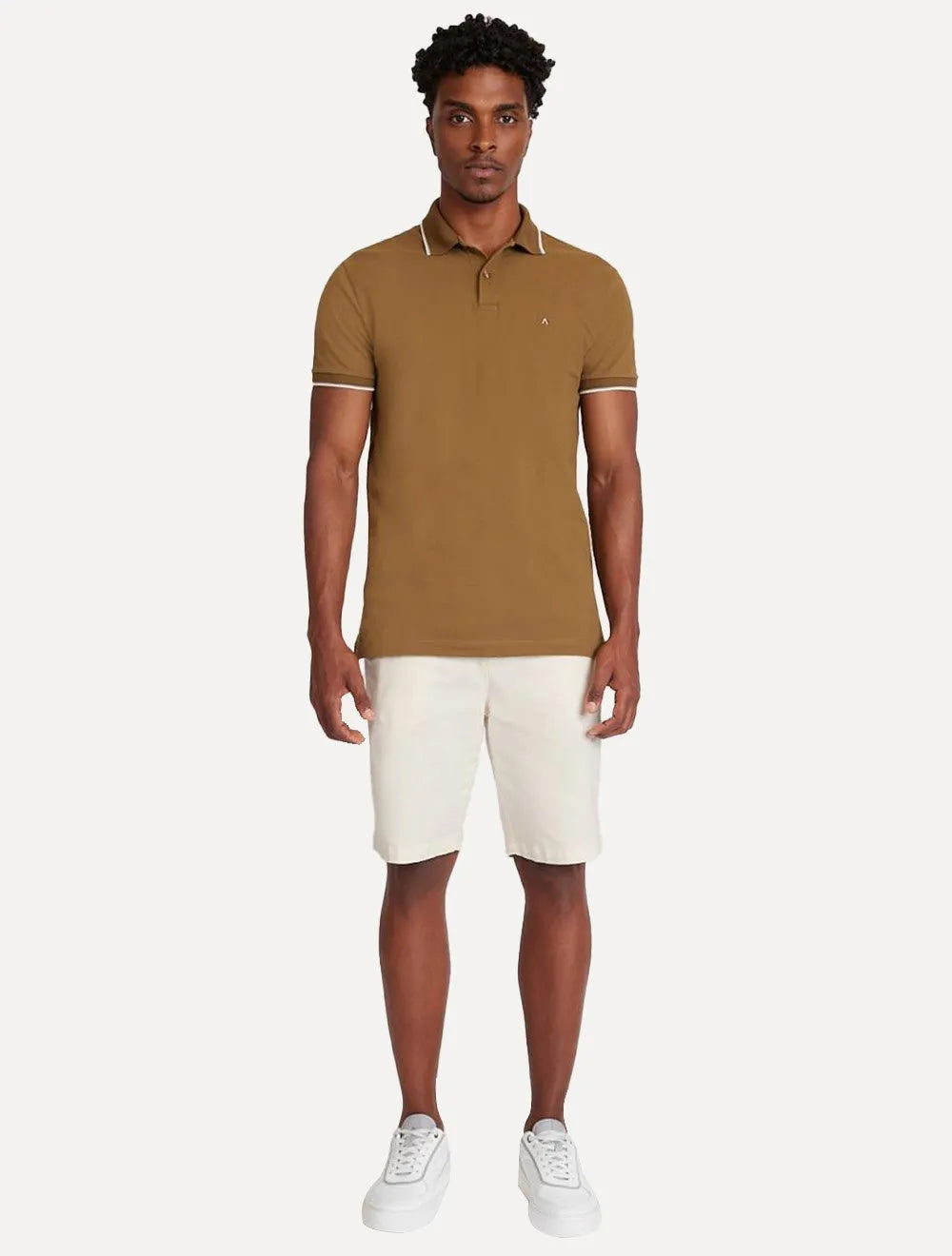 Polo Aramis Masculina Piquet Stripes Collar Tipped Verde Militar