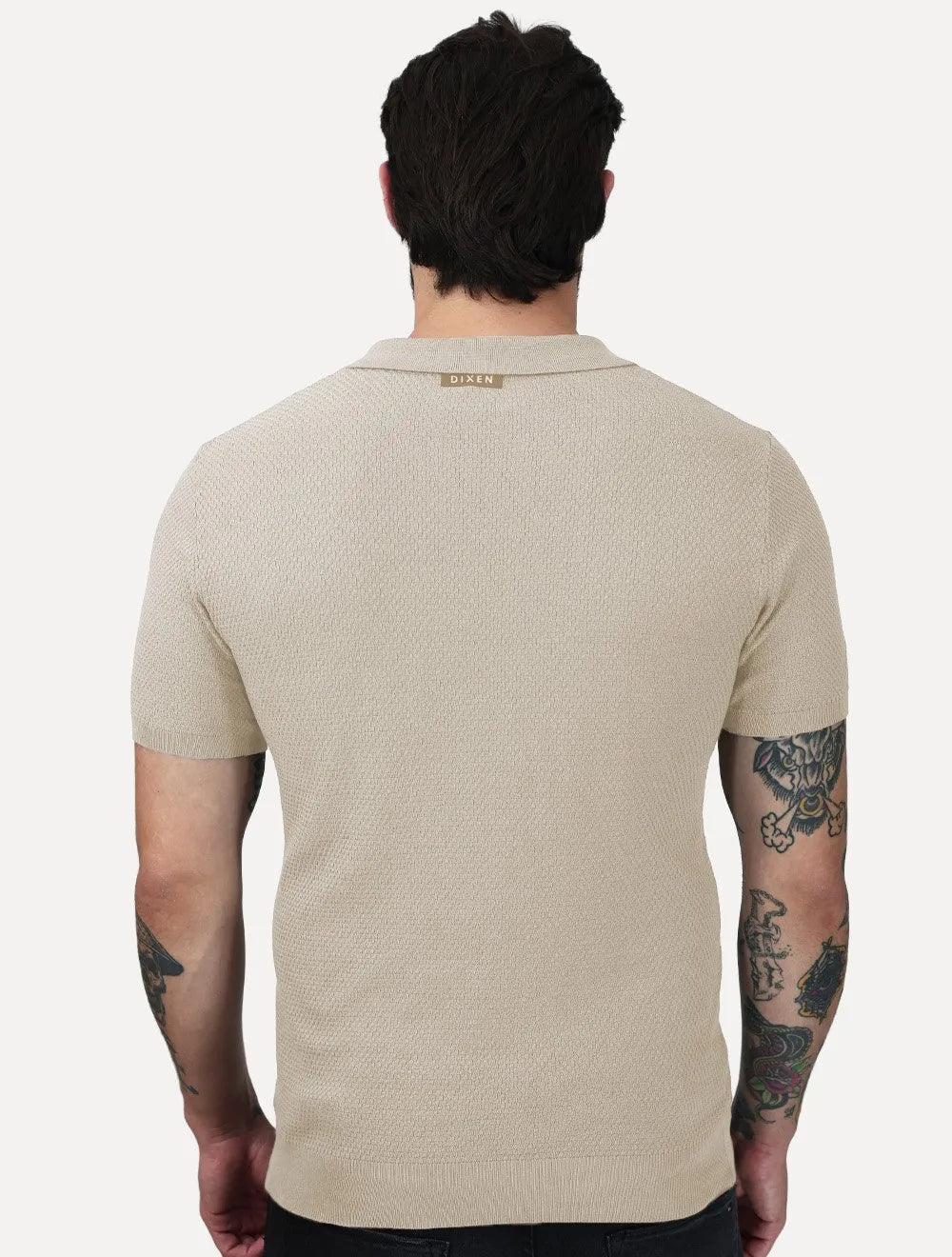 Polo Dixen Masculina Tricot Manga Curta Areia