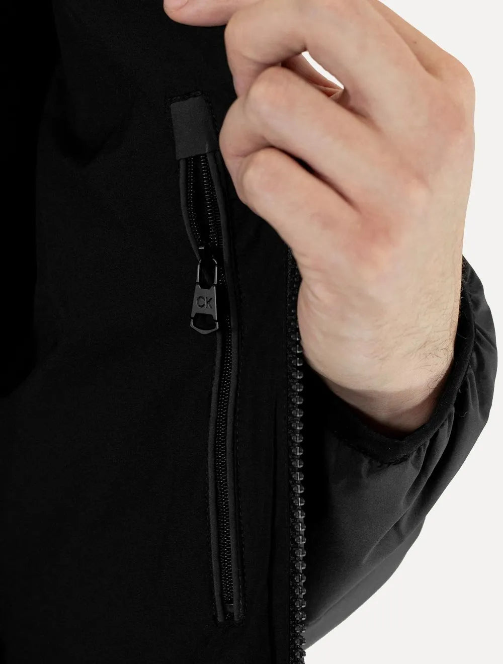 Jaqueta Calvin Klein Masculina Hoodie Matelassê Ziper Chumbo