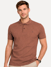 Polo Dudalina Masculina Piquet Basica Logo Bordado Marrom Médio