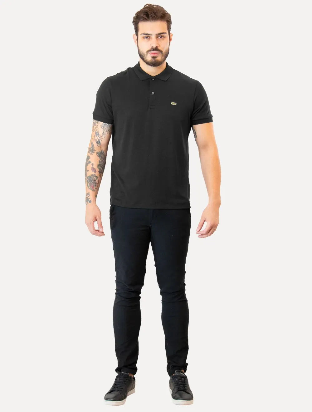 Polo Lacoste Masculina Malha Regular Fit Light Pima Cotton Preta
