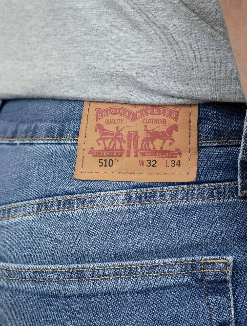 Calça Levis Jeans Masculina 510 Skinny Washed Azul Médio