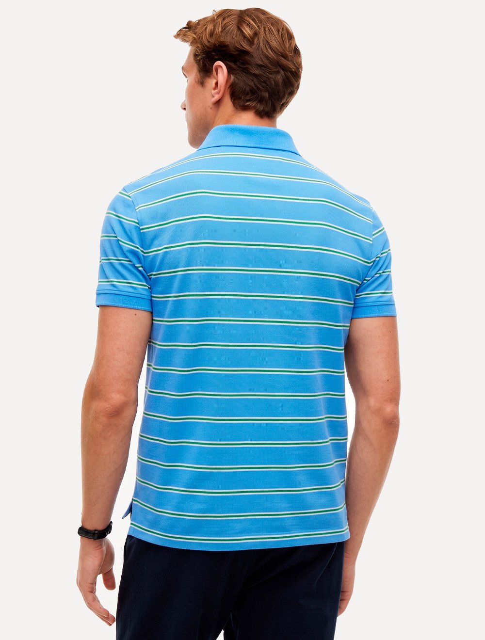 Camisa Polo Tommy Hilfiger Masculina Regular Piquet 1985 Striped Azul/Verde