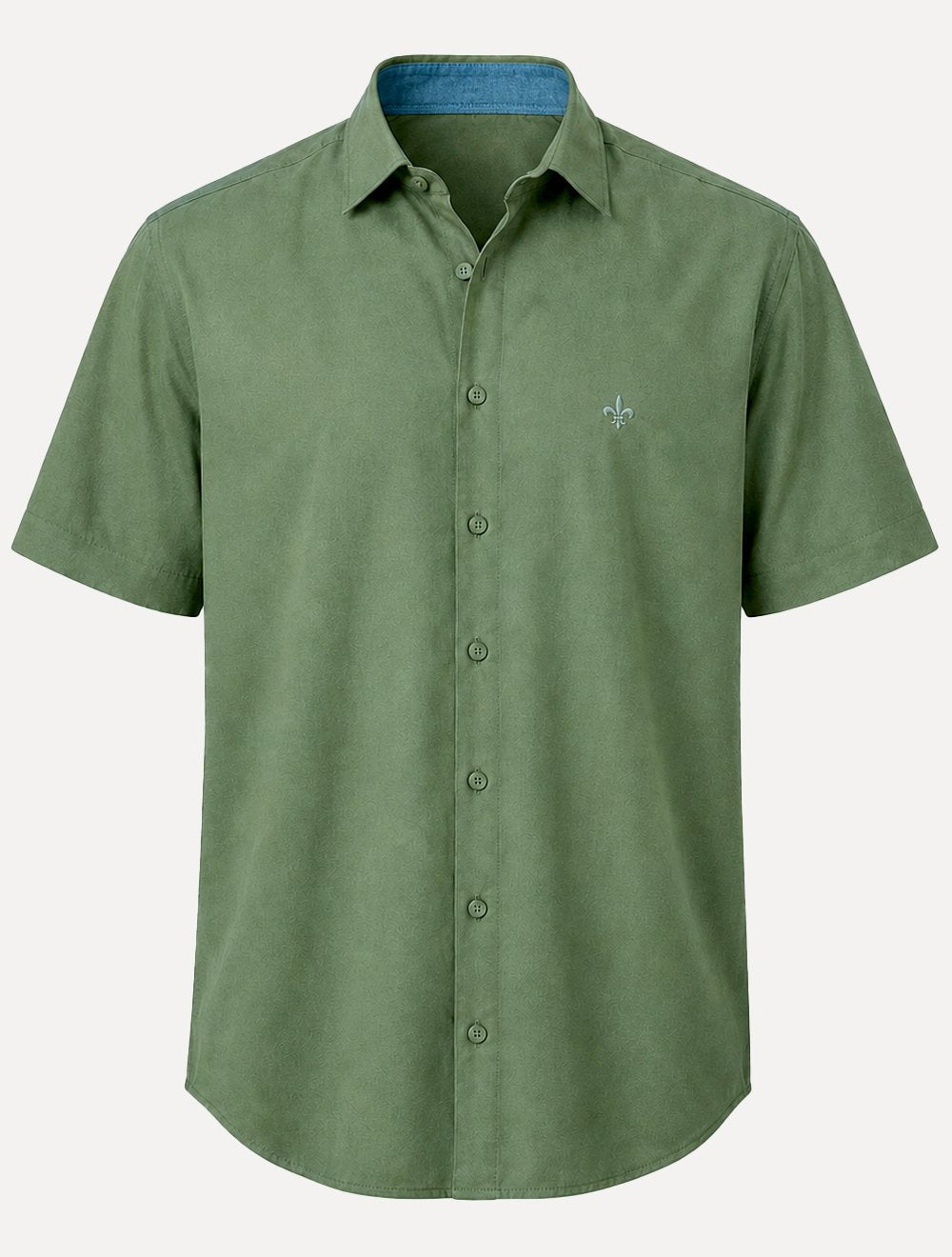 Camisa Dudalina Masculina Manga Curta Comfort Superfine Cotton Mono Logo Lisa Verde Claro