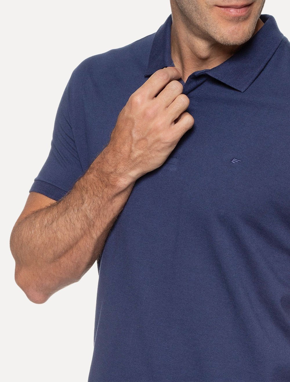 Polo Ellus Masculina Piquet Classic Easa Melange Azul Escuro