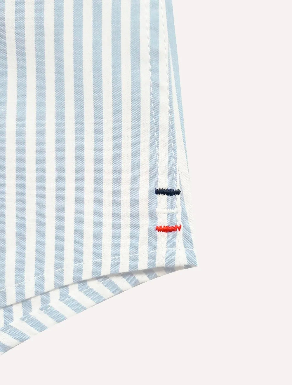Camisa Tommy Hilfiger Masculina Manga Curta Regular Listrada Oxford Azul Claro