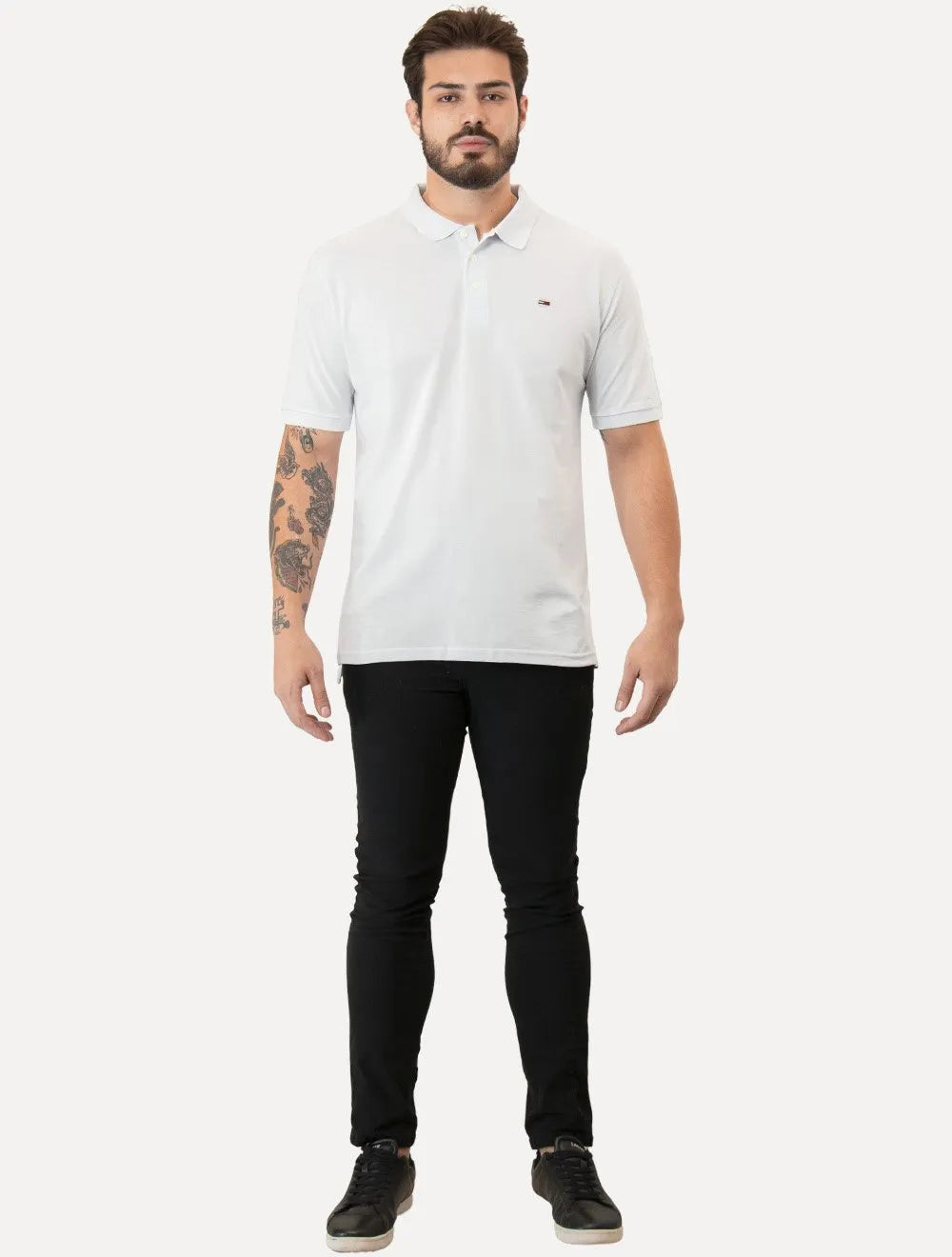 Polo Tommy Jeans Masculina Regular Original Fine Piquet Branca