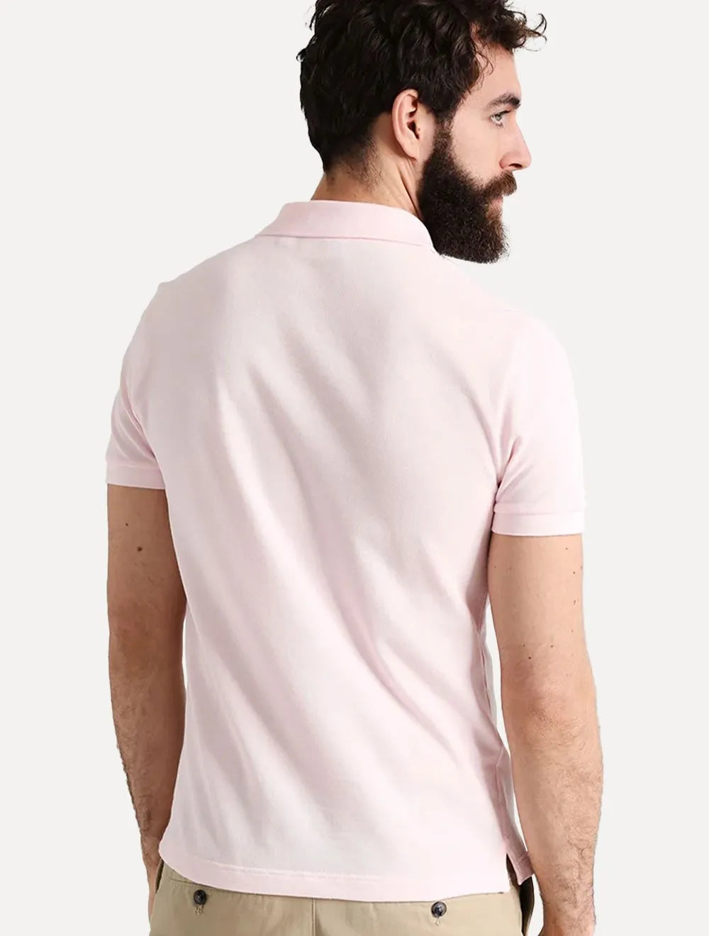 Polo Lacoste Masculina Slim Fit Classic Rosa Claro