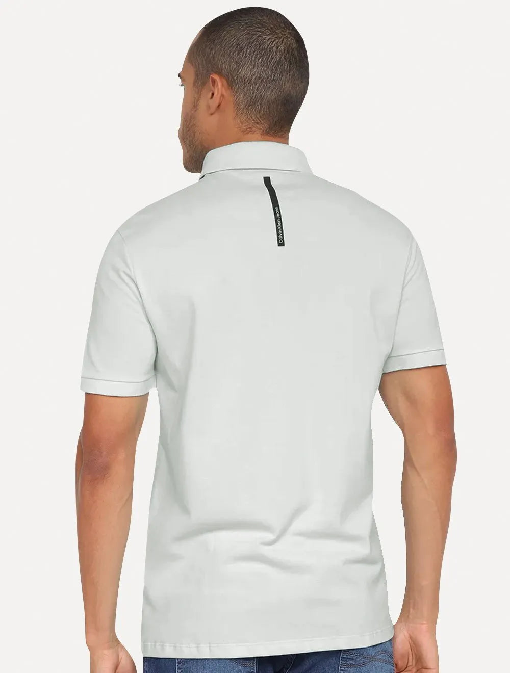 Polo Calvin Klein Jeans Masculina Piquet Regular Dark Re Issue Cinza