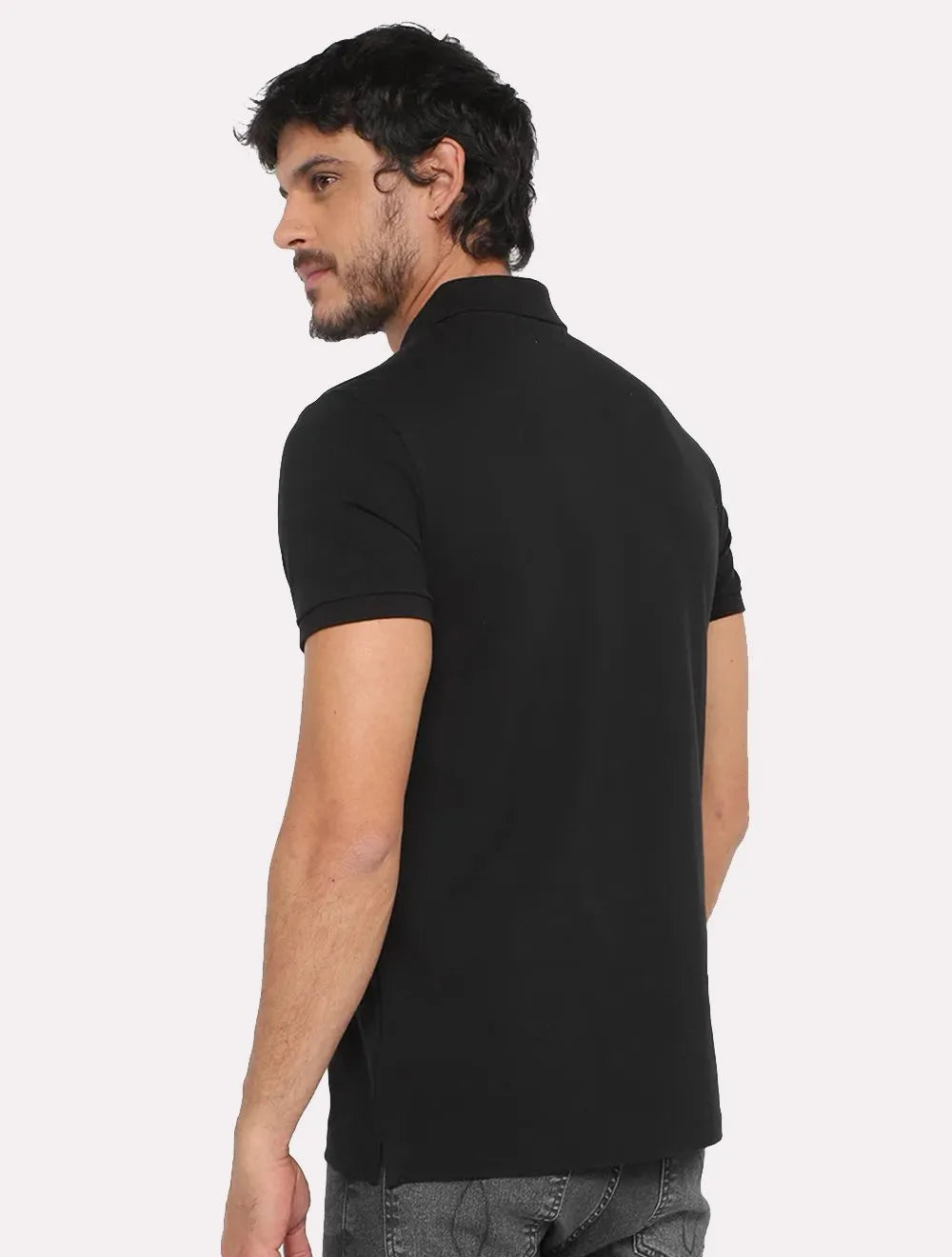 Polo Calvin Klein Masculina Piquet Slim Básica Sem Friso Preta