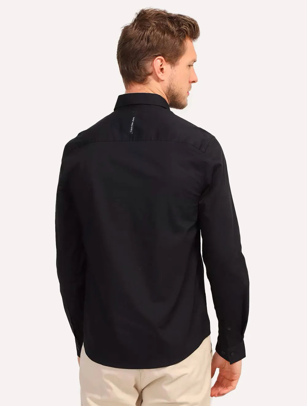 Camisa Calvin Klein Masculina Slim Fit New CKJ Logo Preta