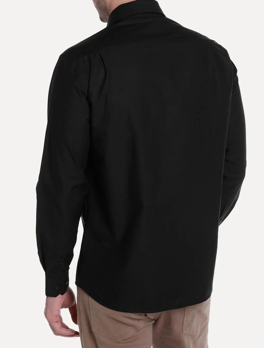 Camisa Dudalina Masculina Comfort Tricoline Lisa Preta