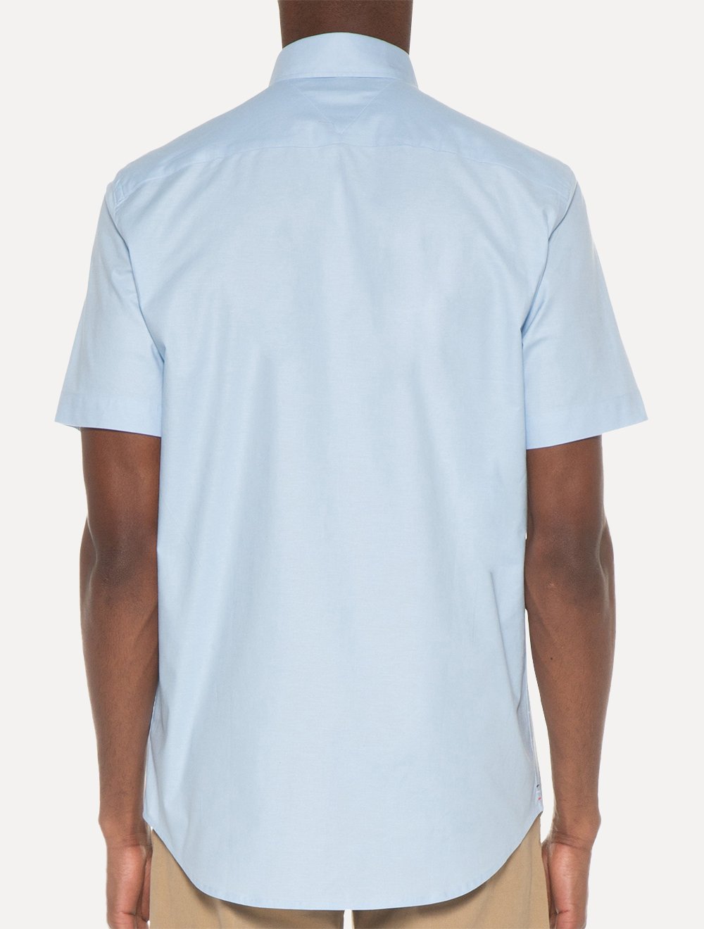 Camisa Tommy Hilfiger Masculina Manga Curta Light Oxford Azul Claro