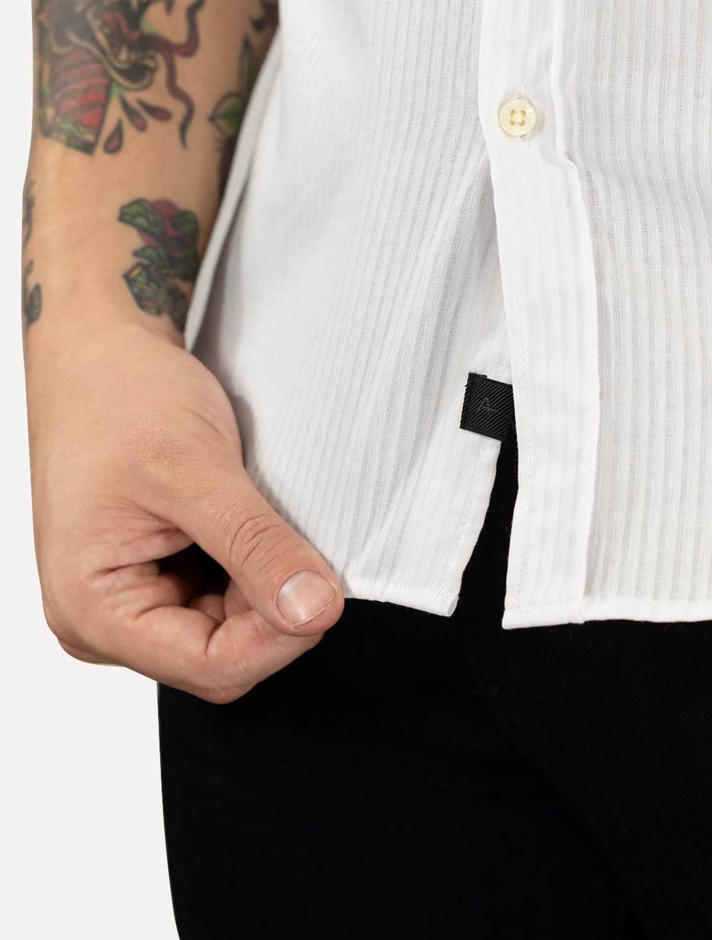 Camisa Aramis Masculina Slim Algodão Textura Listrada Branca