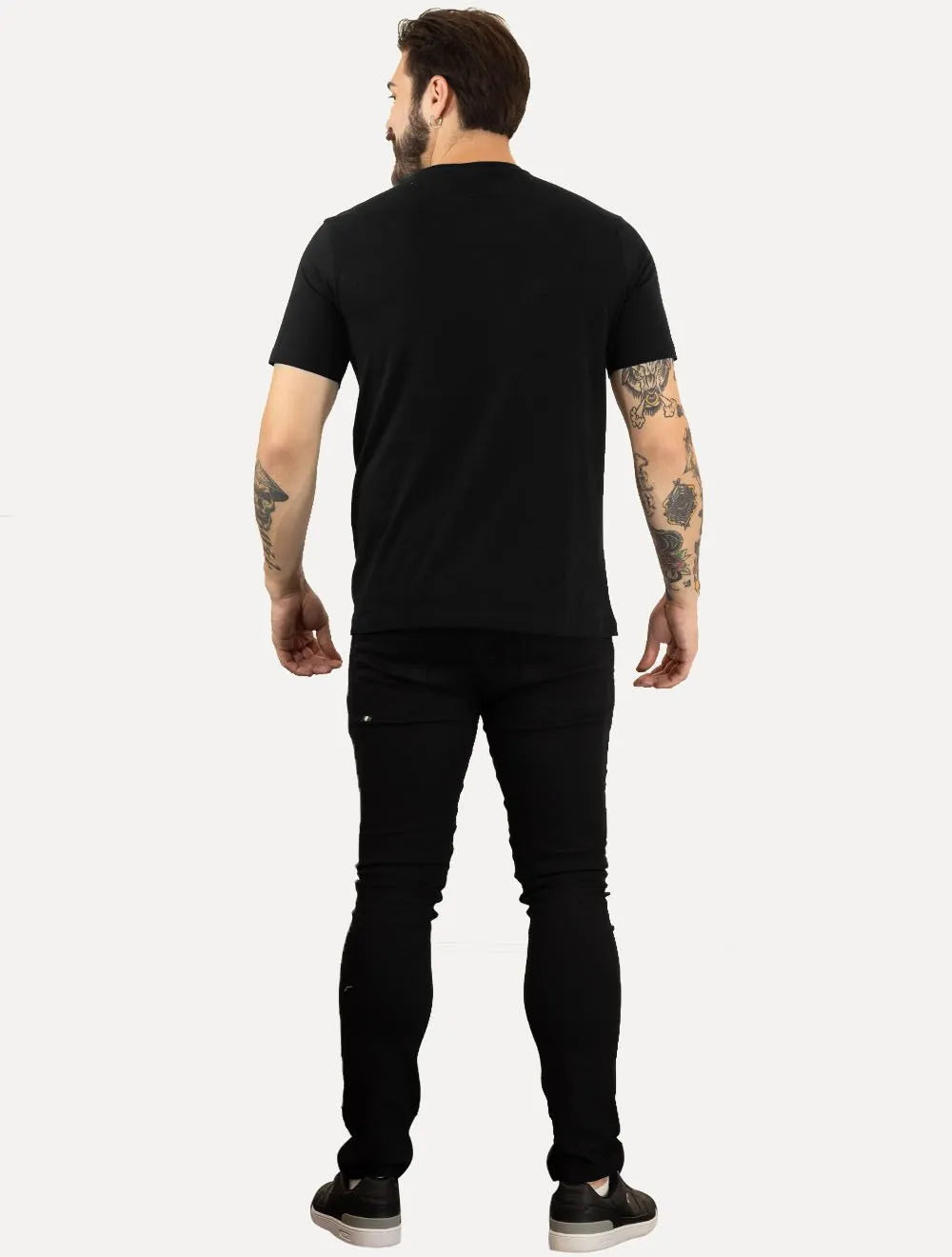 Camiseta Calvin Klein Masculina Meia Malha Basica CK Preta