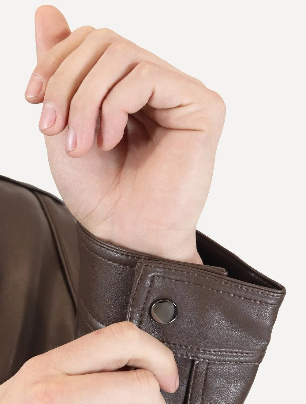 Jaqueta Victory Eagle Masculina PU Leather Recortes Marrom