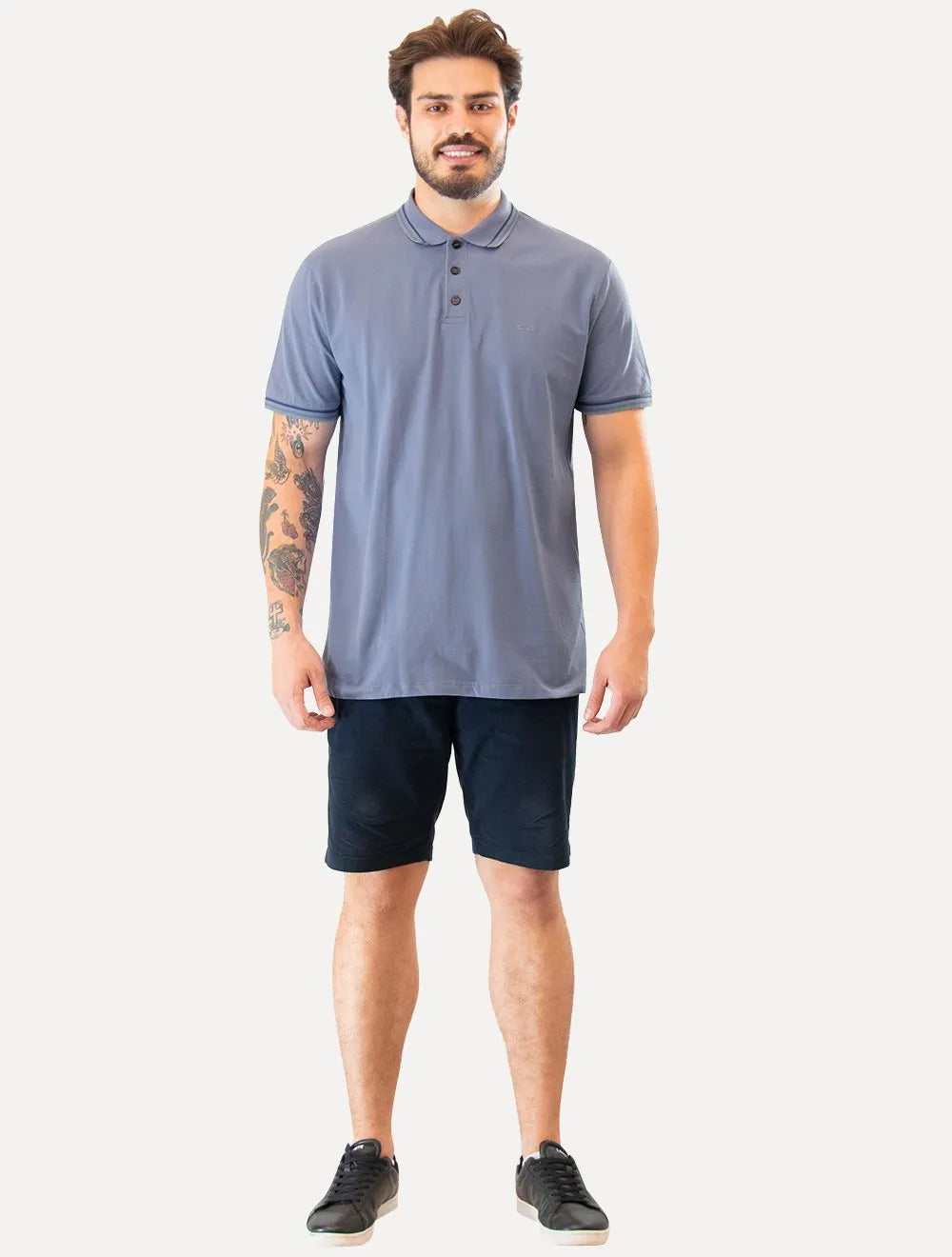 Polo Ellus Masculina Piquet Triple Short Signature Azul índigo