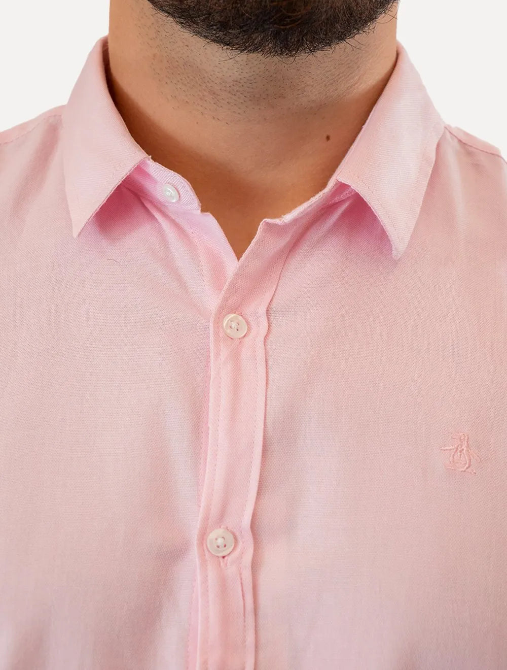 Camisa Original Penguin Masculina Manga Curta Regular Oxford Rosa Claro Mescla